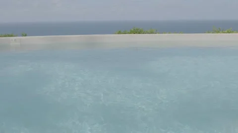 Swimming Pool Overlooking Ocean with Clear Water in Sydney, Australia Outdoor Stock Footage 345725769