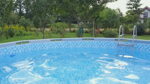 Swimming pool on a plot. Vídeos de archivo 77678741