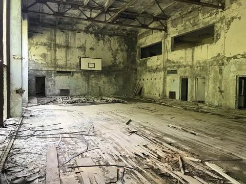 Swimming pool in Pripyat Stockfoto's