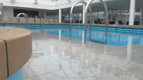 Swimming Pool Reflection on Cruise Ship Deck Stock Footage 347912487
