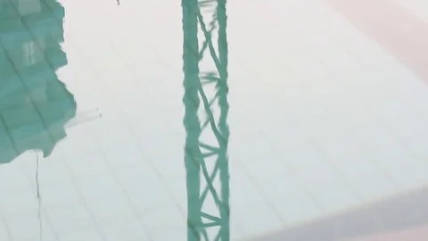 Swimming pool with reflection on water Stock Footage 84071131