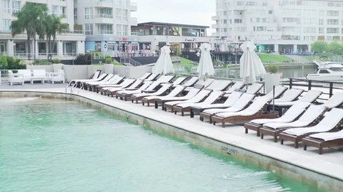 Swimming pool at resort Stock Footage 75193110