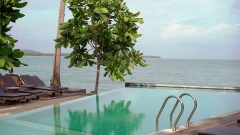 Swimming pool at resort without people Stock Footage 72147957