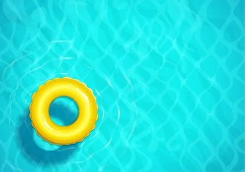 Swimming pool with rubber ring for swim. Sea water. Ocean surface wave. Stock Illustration