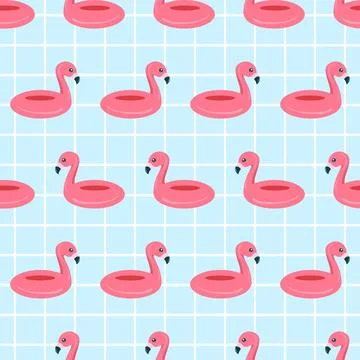 Swimming Pool Seamless Pattern Vector Illustration with Summer Vacation Ele.. Illustrazione stock