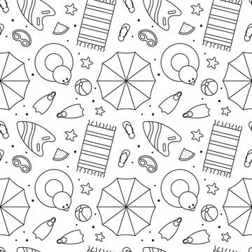 Swimming Pool Seamless Pattern Vector Illustration with Summer Vacation Ele.. Illustrazione stock
