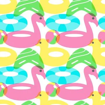 Swimming Pool Seamless Pattern Vector Illustration with Summer Vacation Ele.. Stock Illustration