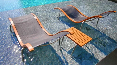 Swimming Pool with Seating Area Stock Footage 49967935
