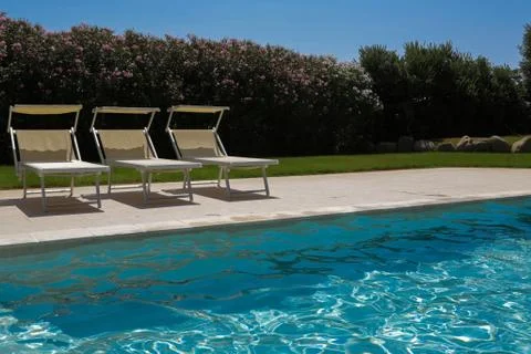 Swimming pool seats Stock Photos