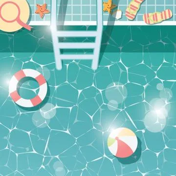 Swimming pool side, top view, summer time holiday vacation, clear water Stock Illustration