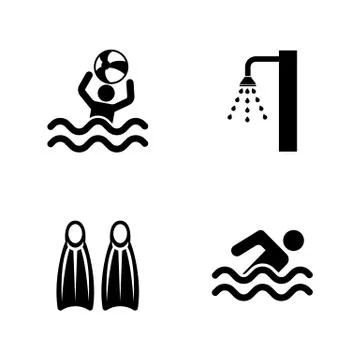 Swimming Pool. Simple Related Vector Icons Stock Illustration