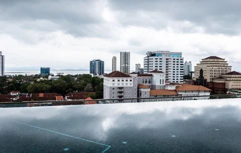 Swimming pool skyscraper rooftop pool luxury living southeast asia malaysia Stock Photos