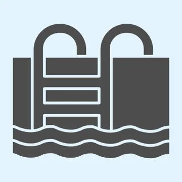 Swimming pool solid icon. Basin full of water with ladder. Sport vector design 스톡 일러스트