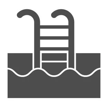 Swimming pool solid icon. Swim vector illustration isolated on white. Ladder 스톡 일러스트