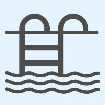 Swimming pool solid icon. Swim leisure activity, iron step ladder in water Illustrazione stock