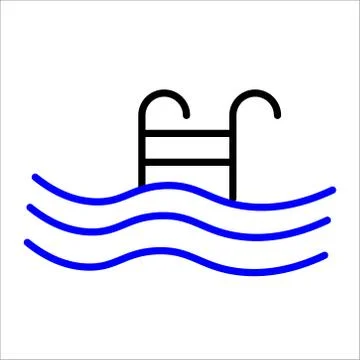 Swimming pool solid icon. Water sport vector illustration isolated on white. Stock Illustration