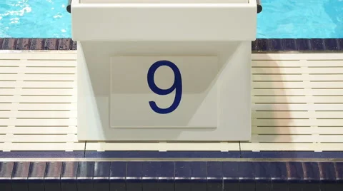 Swimming pool stand with number Background Stockbeeldmateriaal 44430364
