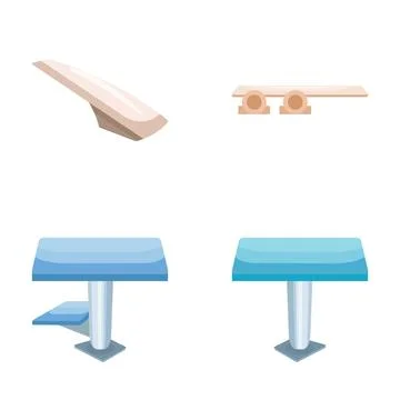 Swimming pool starting blocks and diving boards collection Stockillustratie