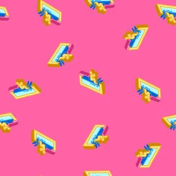Swimming pool summer spend time isometric icon seamless pattern Stock Illustration