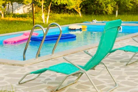 Swimming pool, summertime and empty pool, vacation and holiday, water backgro Foto stock