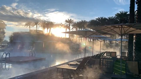 Swimming pool sunrise 2 Stock Footage 104167499