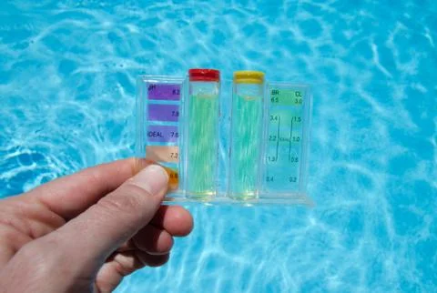 Swimming pool testing kit Stock Photos