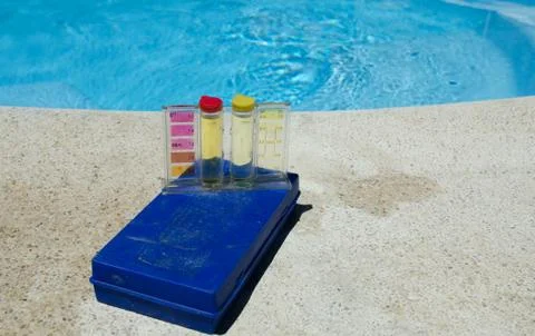 Swimming pool testing kit Stock Photos