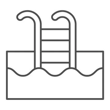 Swimming pool thin line icon. Swim vector illustration isolated on white. Ladder Stock Illustration
