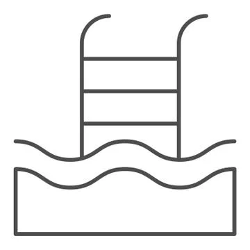 Swimming pool thin line icon. Pool ladder vector illustration isolated on white Stock Illustration