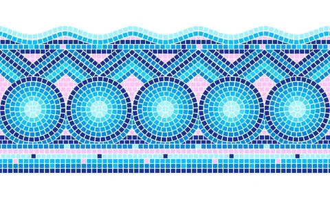 Swimming pool tile border with mosaic pattern 스톡 일러스트