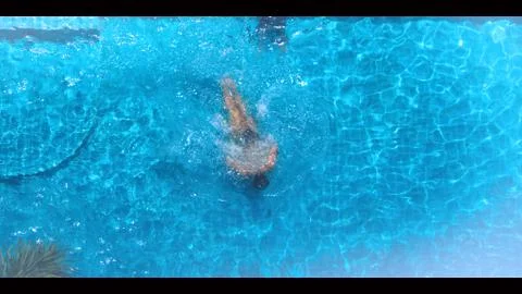 Swimming pool top view angle blue color clear water Stock Photos