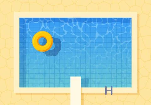 Swimming pool top view with inflatable ring Stock Illustration