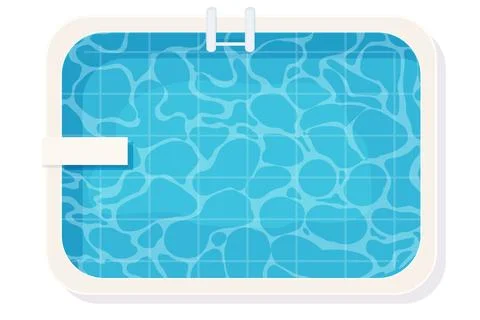 Swimming pool top view isolated on white background. Water texture, detailed and Illustration