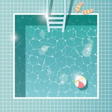 Swimming pool, top view, summer holiday vacation, clear water Stock Illustration
