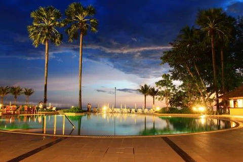 Swimming pool at twilight Foto stock