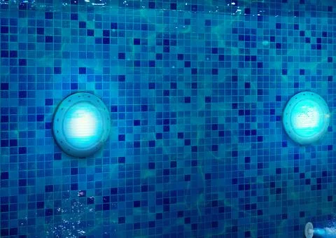 Swimming Pool with Two LED Lights Underwater Lighting Stock Illustration