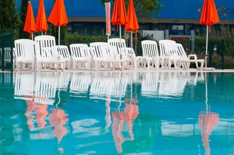 Swimming Pool with Umbrellas Фото
