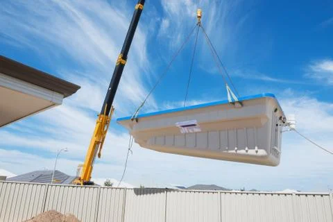 Swimming pool under construction Stock Photos
