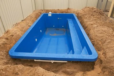 Swimming pool under construction. Stock Photos
