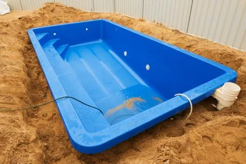 Swimming pool under construction. 스톡 사진