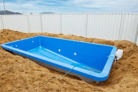 Swimming pool under construction. Stock-Fotos