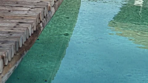 The swimming pool under summer daytime Stock Footage 304472651