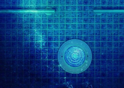 Swimming Pool Underwater Lighting Using LED Light Blue Light Color Stock Illustration