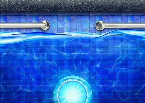 Swimming Pool Underwater Lighting Using LED Light Blue Light Color Stock Illustration