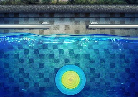 Swimming Pool Underwater Lighting Using LED Light Yellow Color Stock Illustration