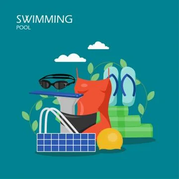 Swimming pool vector flat style design illustration Stock Illustration