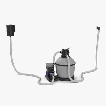 Swimming Pool Water Filter with Water Pump Set 3D Model