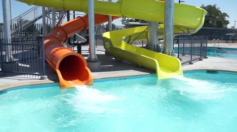 Swimming Pool Water Slides Stock Footage 40240648