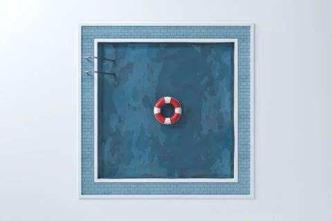 A swimming pool with white background, 3d rendering. Stock Illustration