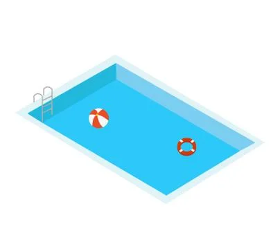 Swimming pool on white background. flat style. hello summer. blue swimming po Stock Illustration